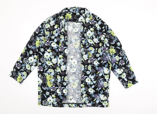 H&M Womens Black Floral Jacket Blazer Size M