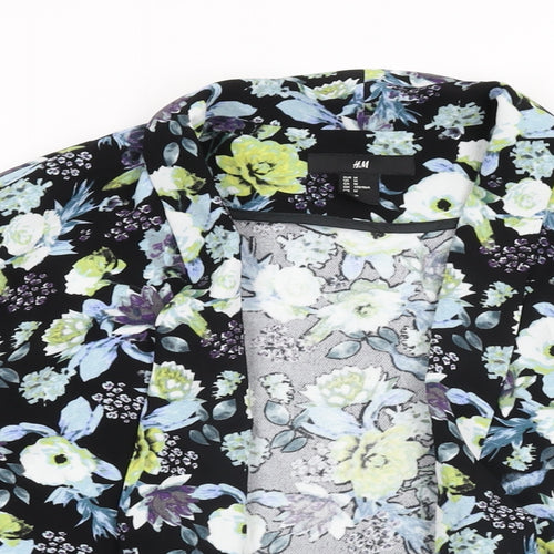 H&M Womens Black Floral Jacket Blazer Size M