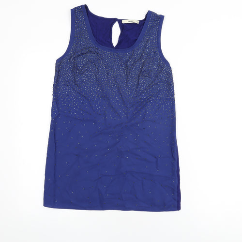 Oasis Womens Blue Polyester Basic Tank Size S Round Neck