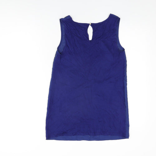 Oasis Womens Blue Polyester Basic Tank Size S Round Neck