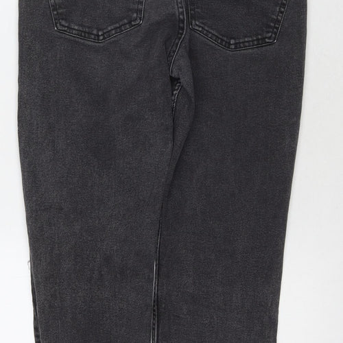 Denim & Co. Womens Black Cotton Straight Jeans Size 12 L24 in Regular Zip