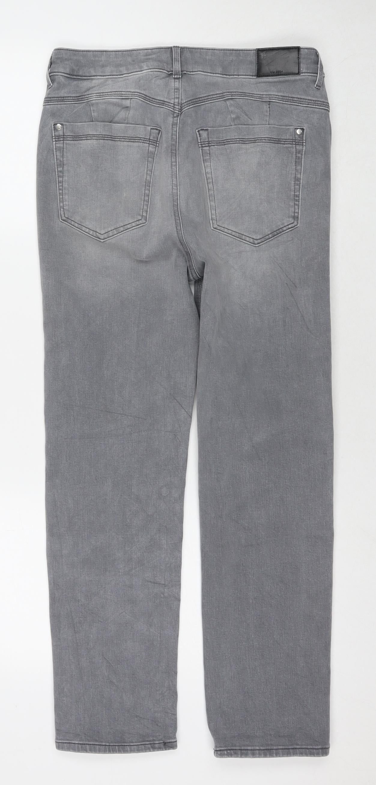 Marks and Spencer Womens Grey Cotton Straight Jeans Size 12 L27 in Regular Zip