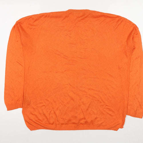 Marks and Spencer Womens Orange Round Neck Viscose Pullover Jumper Size L