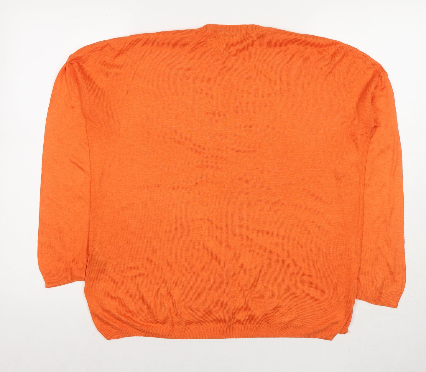 Marks and Spencer Womens Orange Round Neck Viscose Pullover Jumper Size L