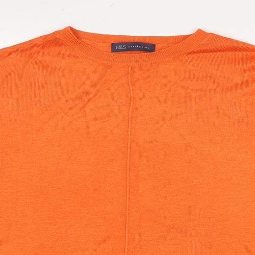 Marks and Spencer Womens Orange Round Neck Viscose Pullover Jumper Size L