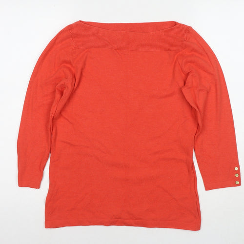 NEXT Womens Orange Boat Neck Cotton Pullover Jumper Size 12