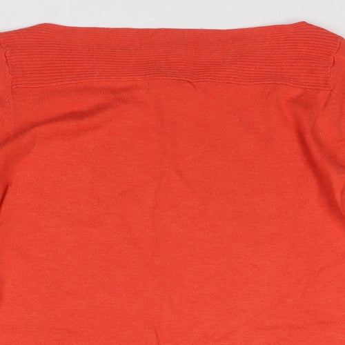 NEXT Womens Orange Boat Neck Cotton Pullover Jumper Size 12