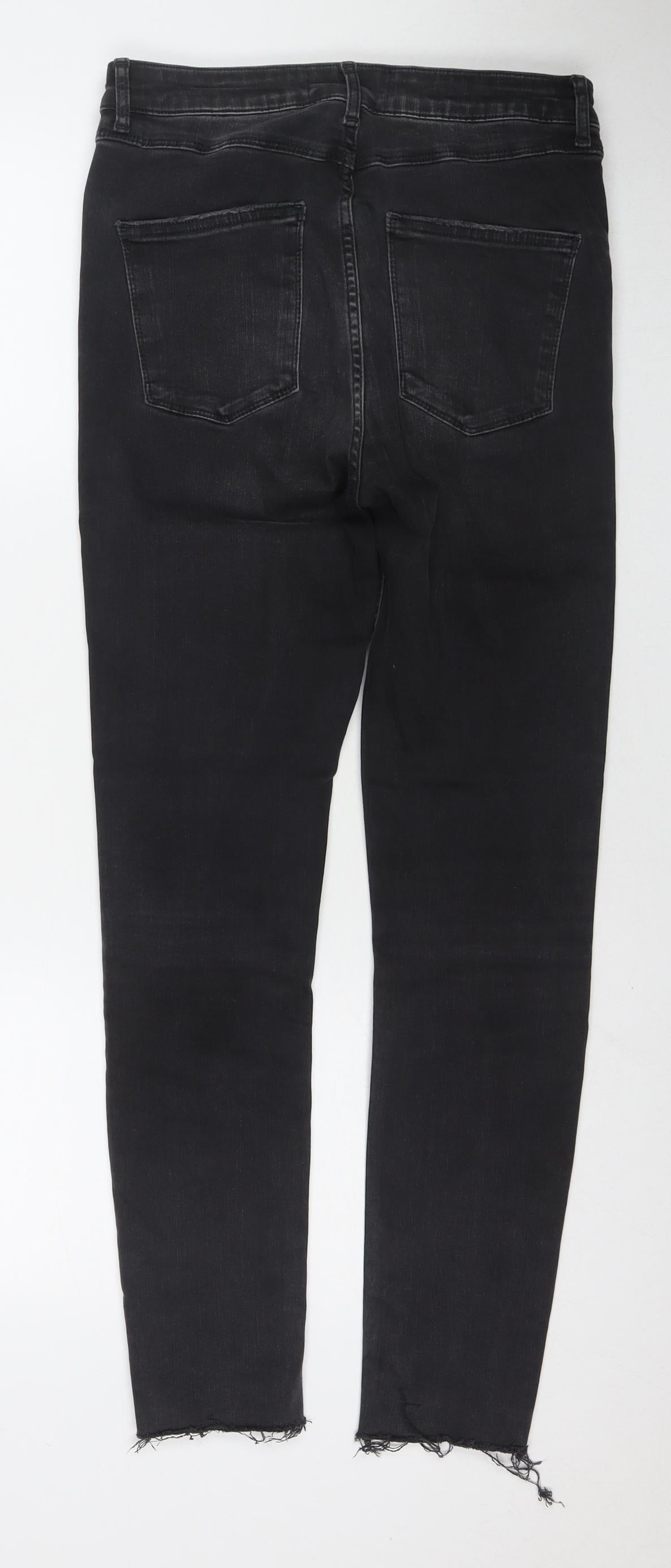 Zara Womens Black Cotton Skinny Jeans Size 12 L28 in Regular Zip