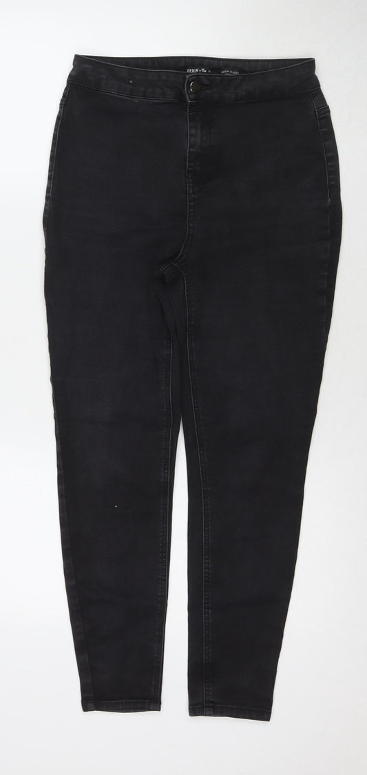 TU Womens Black Cotton Skinny Jeans Size 12 L25 in Regular Zip