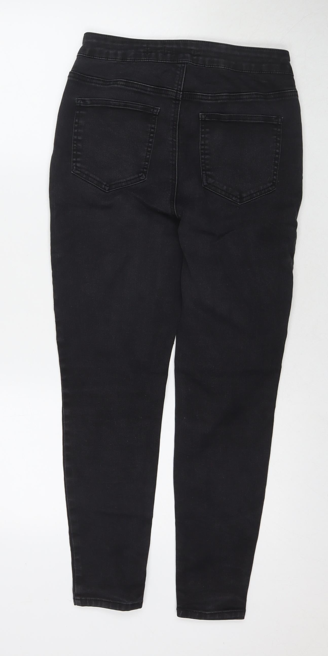 TU Womens Black Cotton Skinny Jeans Size 12 L25 in Regular Zip