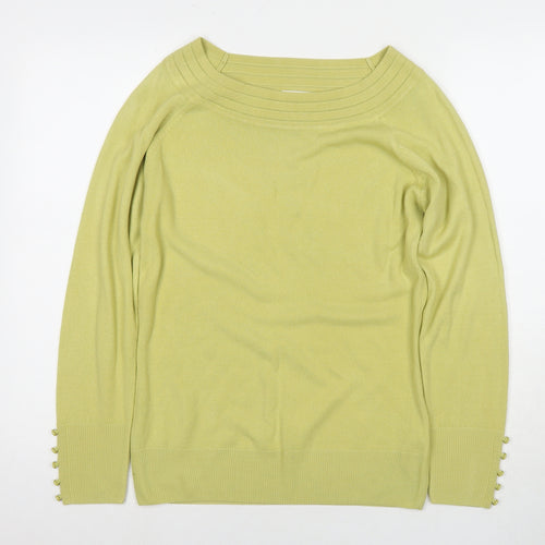 Marks and Spencer Womens Yellow Round Neck Acrylic Pullover Jumper Size 12