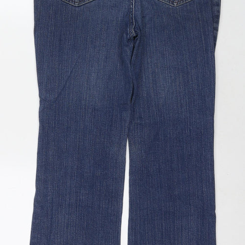 Per Una Womens Blue Cotton Bootcut Jeans Size 12 L28 in Regular Zip