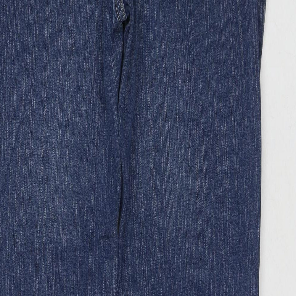 Per Una Womens Blue Cotton Bootcut Jeans Size 12 L28 in Regular Zip