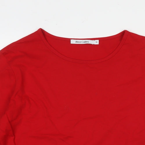 Alice Collins Womens Red Cotton Basic T-Shirt Size 10 Round Neck