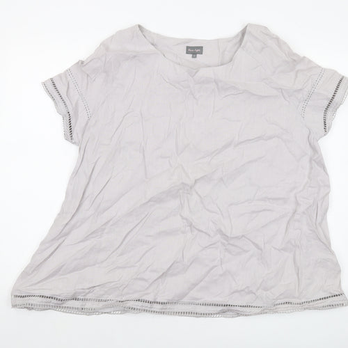 Phase Eight Womens Grey Linen Basic Blouse Size 12 Round Neck