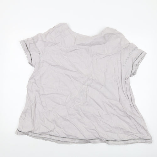 Phase Eight Womens Grey Linen Basic Blouse Size 12 Round Neck