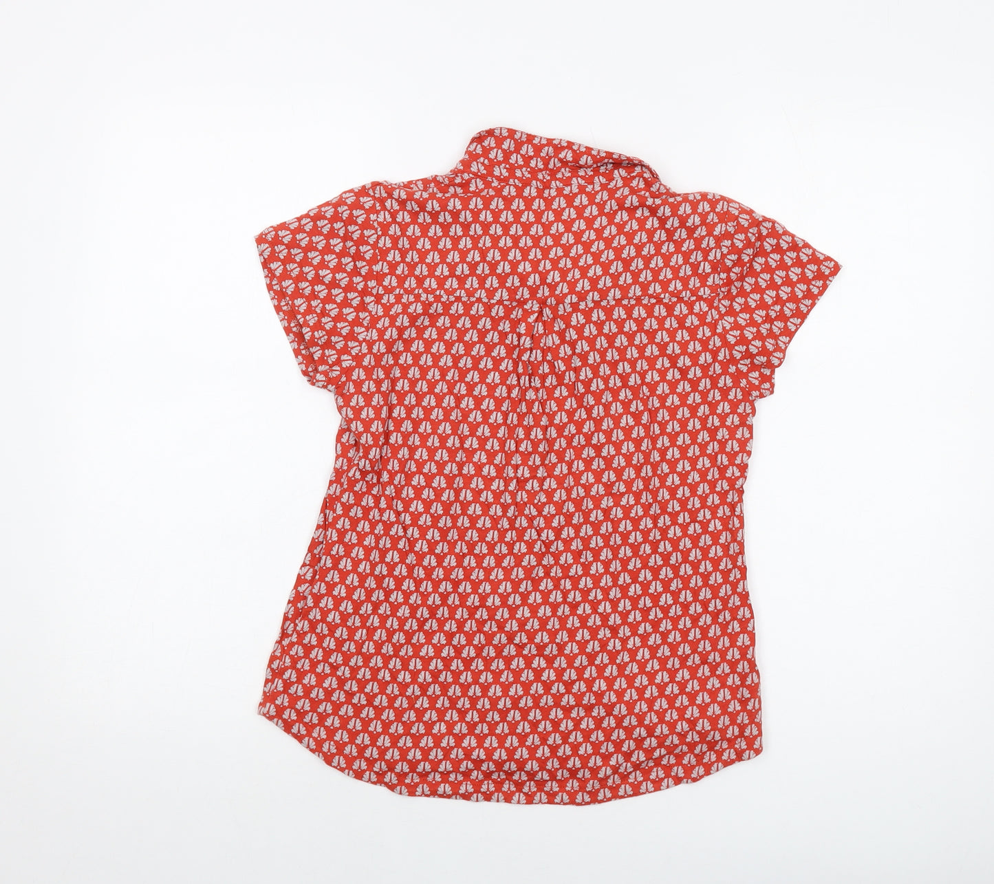 White Stuff Womens Red Geometric Cotton Basic Button-Up Size 10 Collared