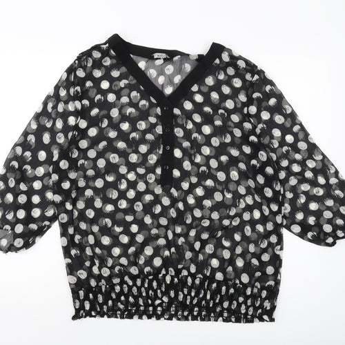 Klass Womens Black Polka Dot Polyester Basic Blouse Size 18 V-Neck