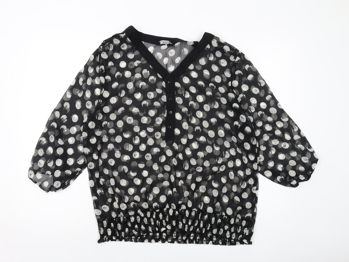 Klass Womens Black Polka Dot Polyester Basic Blouse Size 18 V-Neck