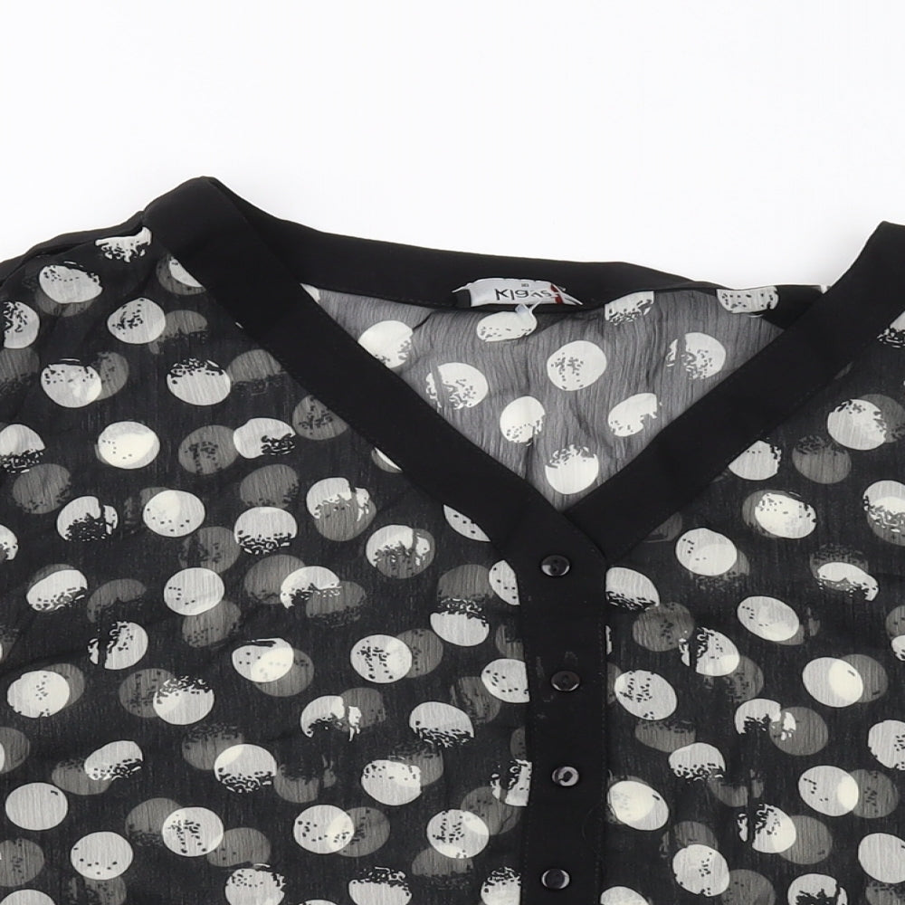 Klass Womens Black Polka Dot Polyester Basic Blouse Size 18 V-Neck