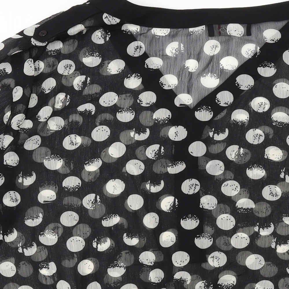 Klass Womens Black Polka Dot Polyester Basic Blouse Size 18 V-Neck