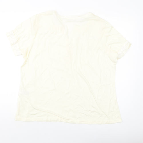 Damart Womens Ivory Polyester Basic T-Shirt Size 22 V-Neck