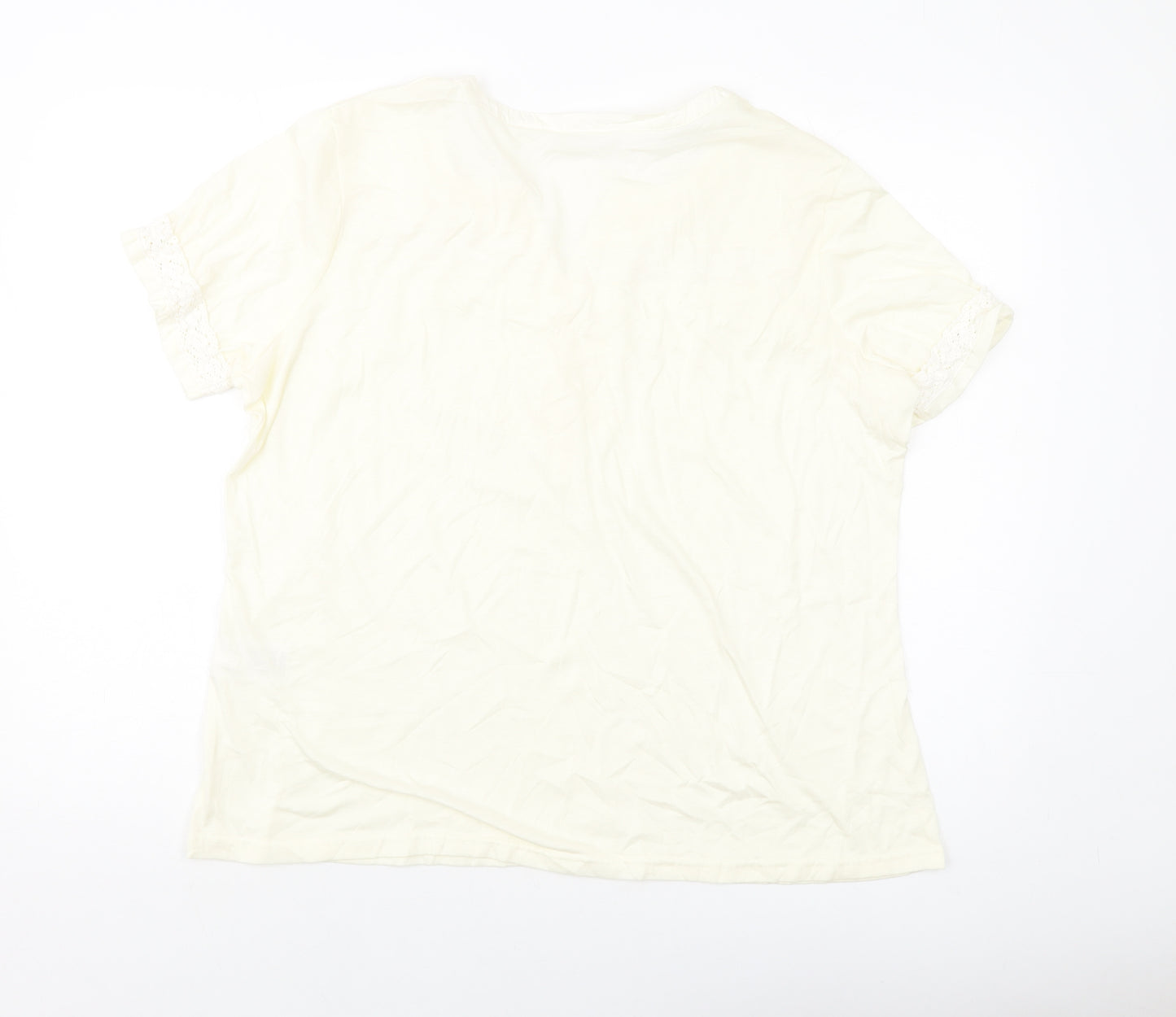 Damart Womens Ivory Polyester Basic T-Shirt Size 22 V-Neck