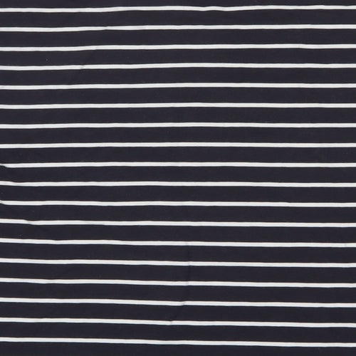 French Connection Womens Blue Striped Cotton Basic T-Shirt Size XL Boat Neck