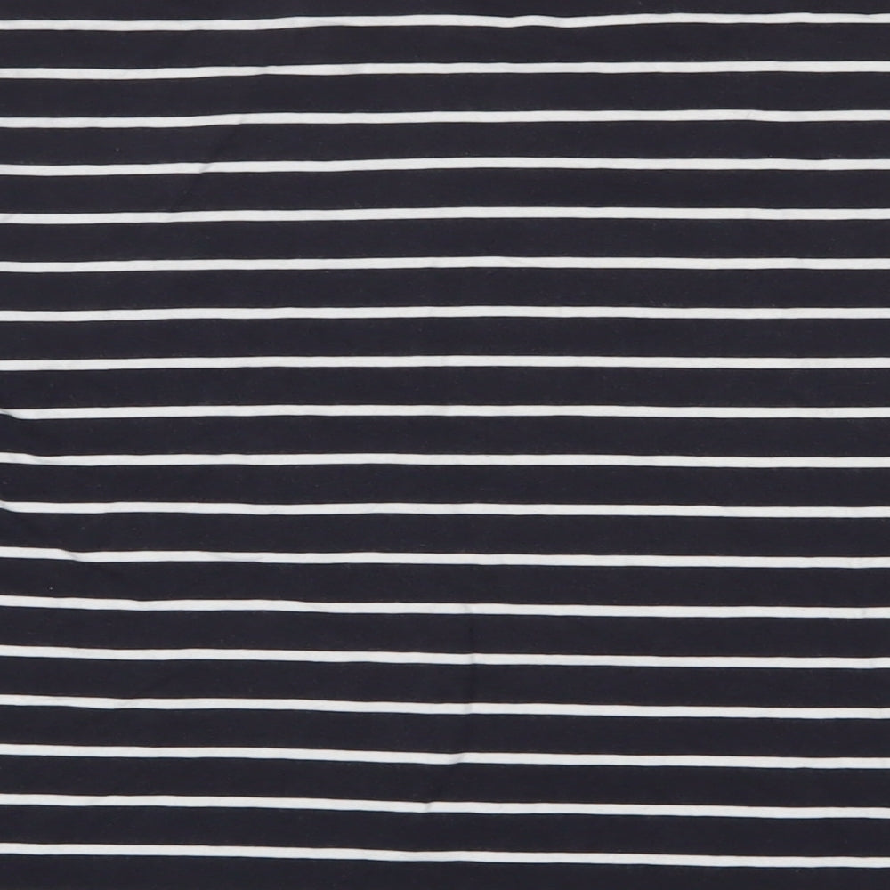 French Connection Womens Blue Striped Cotton Basic T-Shirt Size XL Boat Neck