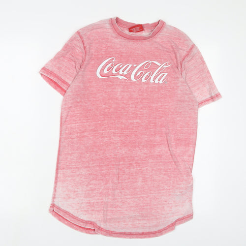 Coca-Cola Womens Red Polyester Basic T-Shirt Size S Crew Neck