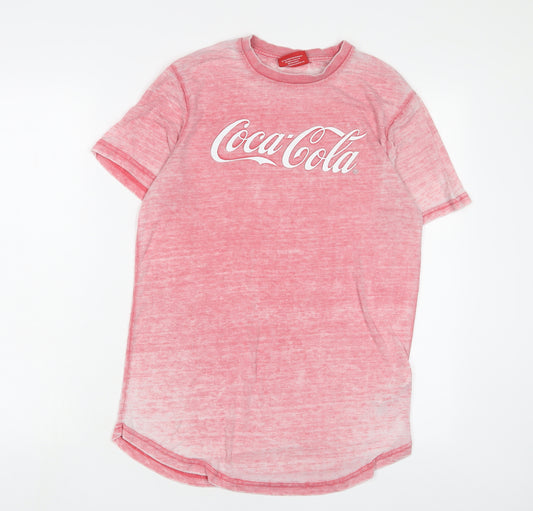 Coca-Cola Womens Red Polyester Basic T-Shirt Size S Crew Neck