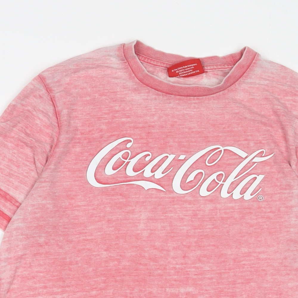 Coca-Cola Womens Red Polyester Basic T-Shirt Size S Crew Neck