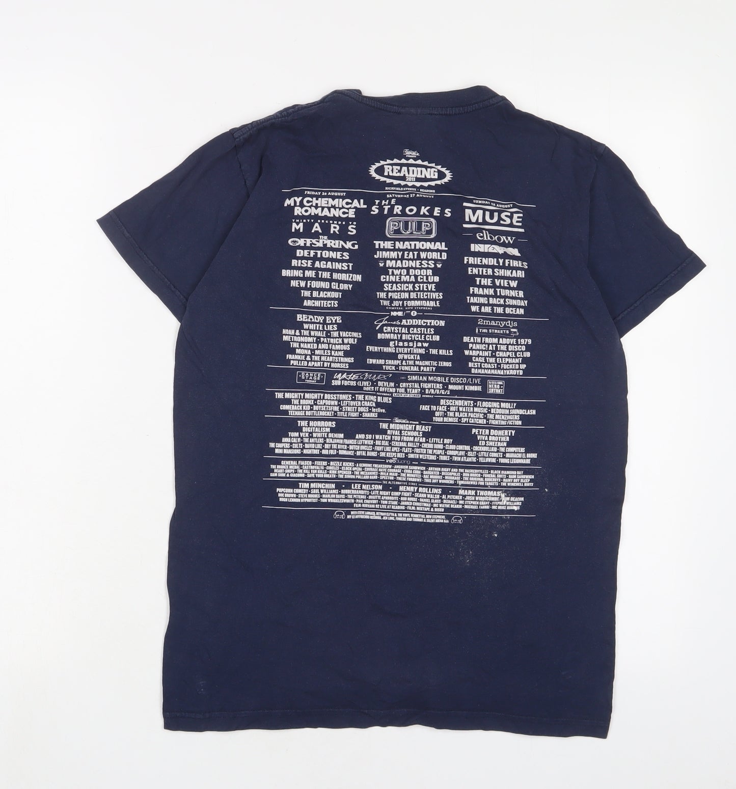 Reading Festival Womens Blue Cotton Basic T-Shirt Size S Crew Neck - 2011