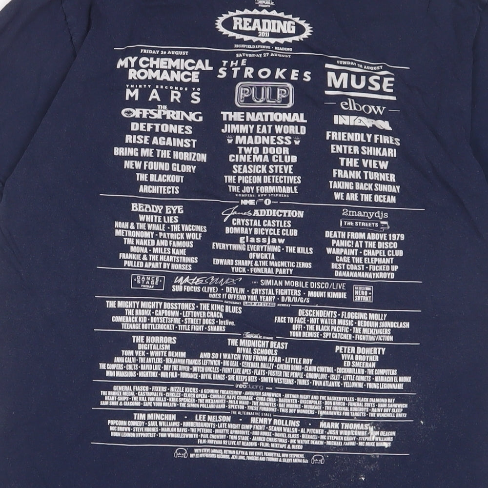 Reading Festival Womens Blue Cotton Basic T-Shirt Size S Crew Neck - 2011