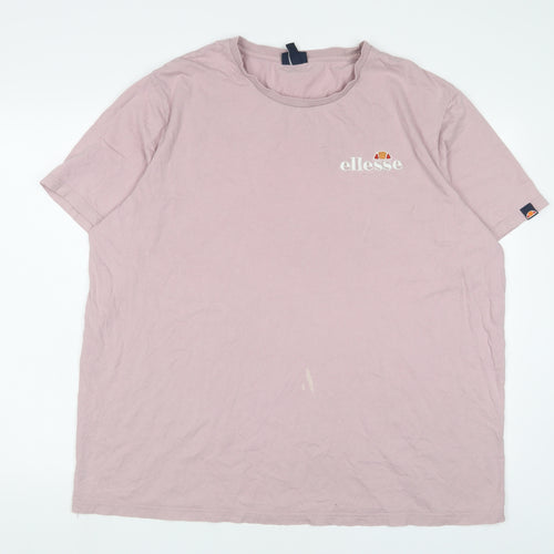 ellesse Womens Purple Cotton Basic T-Shirt Size XL Crew Neck - Logo, Embroidered