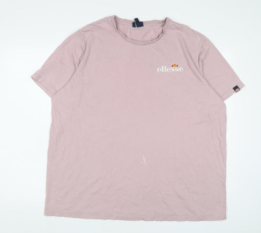 ellesse Womens Purple Cotton Basic T-Shirt Size XL Crew Neck - Logo, Embroidered