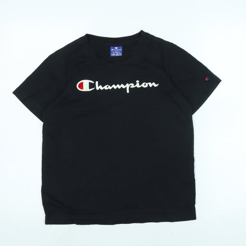 Champion Womens Black Cotton Blend Basic T-Shirt Size S Crew Neck - Champion