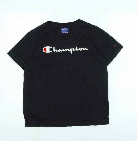 Champion Womens Black Cotton Blend Basic T-Shirt Size S Crew Neck - Champion