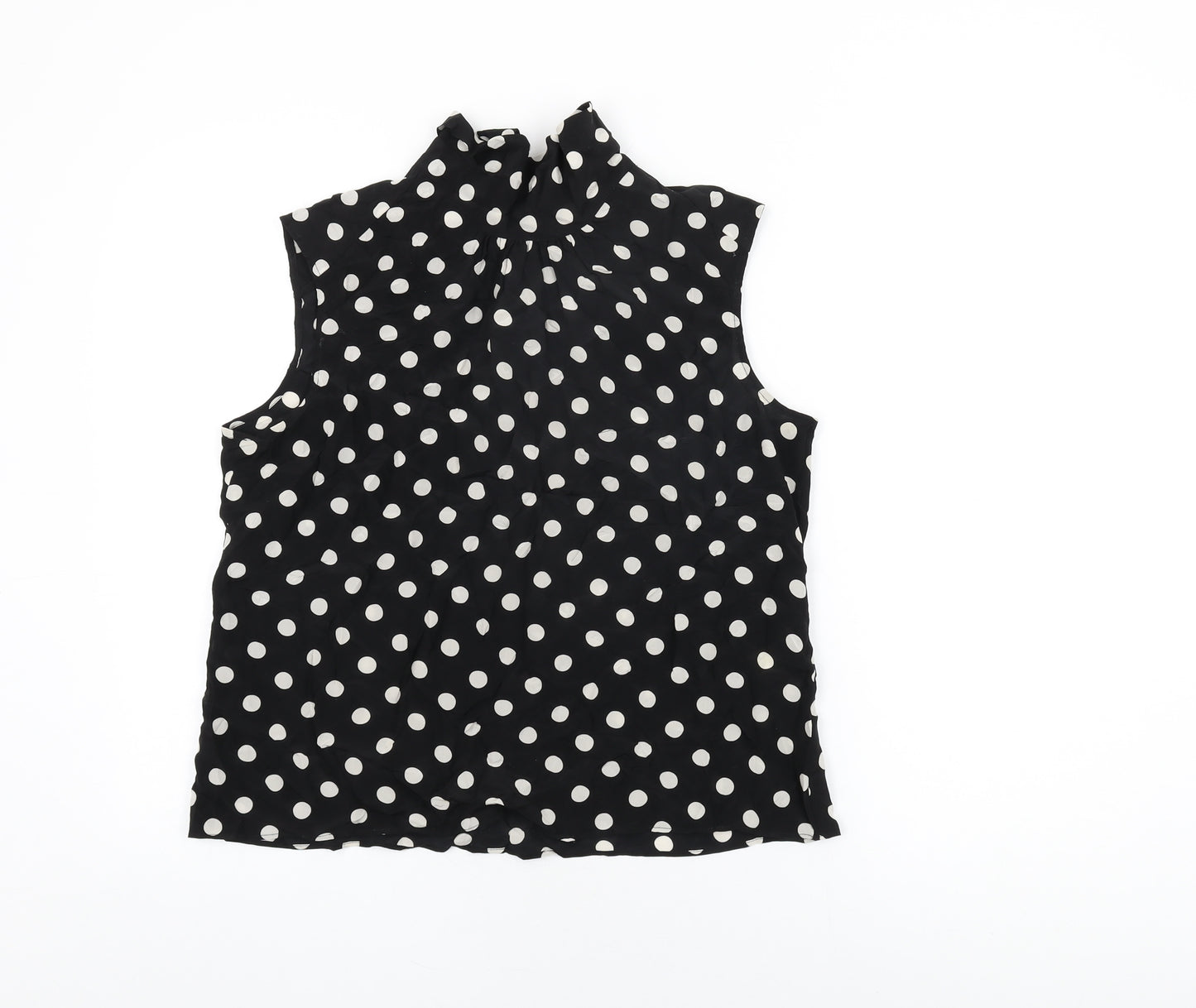 Hobbs Womens Black Polka Dot Silk Basic Blouse Size 14 High Neck