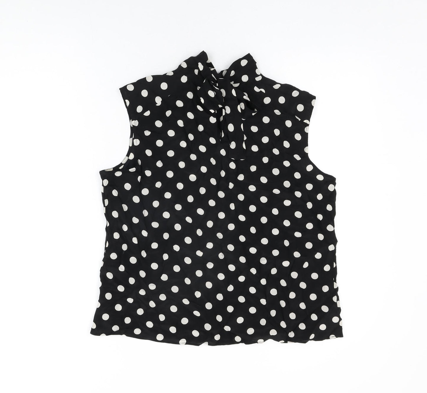 Hobbs Womens Black Polka Dot Silk Basic Blouse Size 14 High Neck