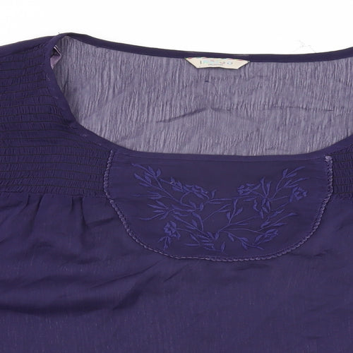 Marks and Spencer Womens Purple Polyester Basic Blouse Size 14 Round Neck