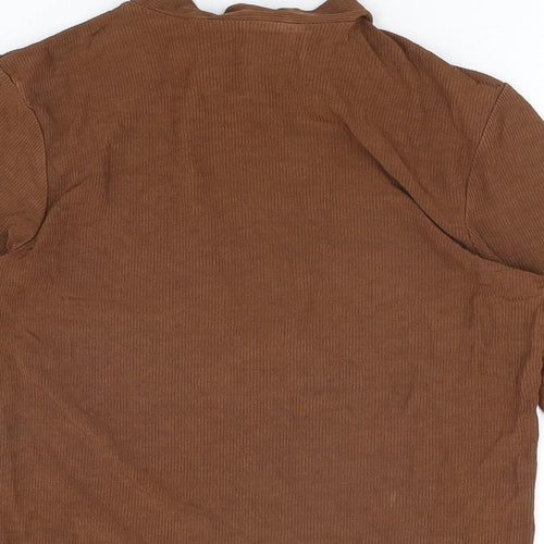 Sparkle & Fade Womens Brown Acetate Basic T-Shirt Size S Round Neck