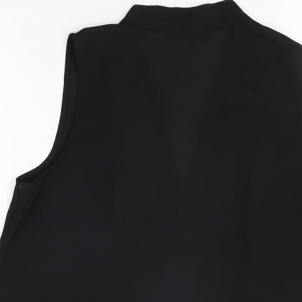 NEXT Womens Black Polyester Basic Blouse Size 14 V-Neck