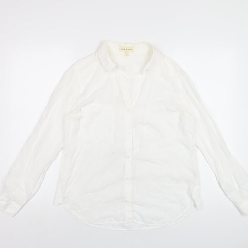 Cloth & Stone Womens White Lyocell Basic Button-Up Size S Collared