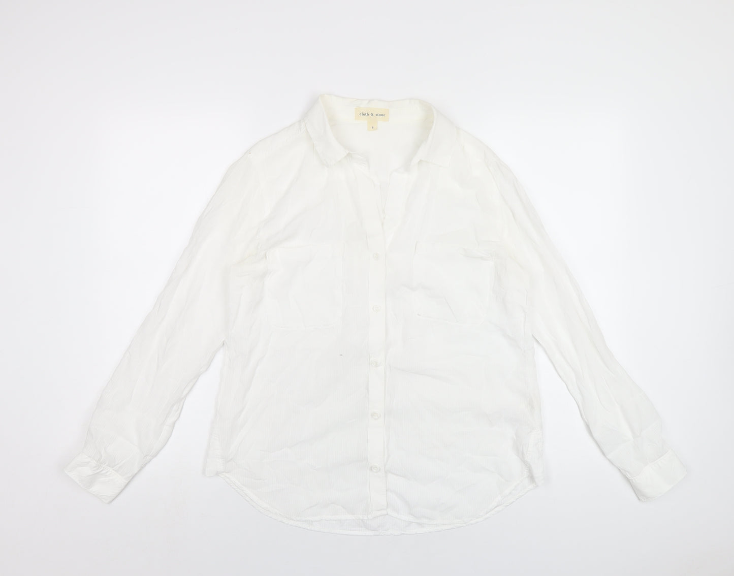 Cloth & Stone Womens White Lyocell Basic Button-Up Size S Collared