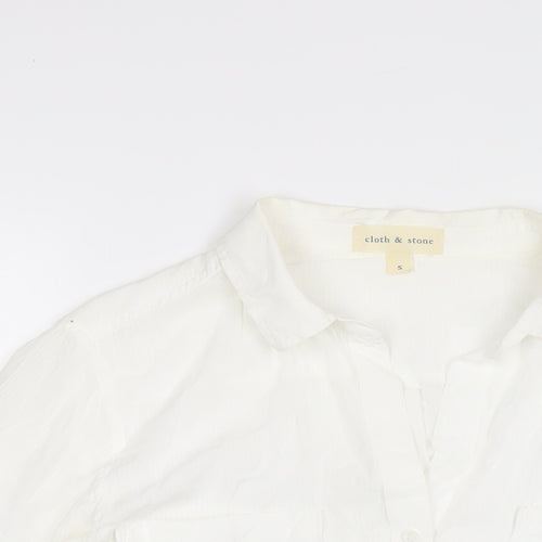 Cloth & Stone Womens White Lyocell Basic Button-Up Size S Collared