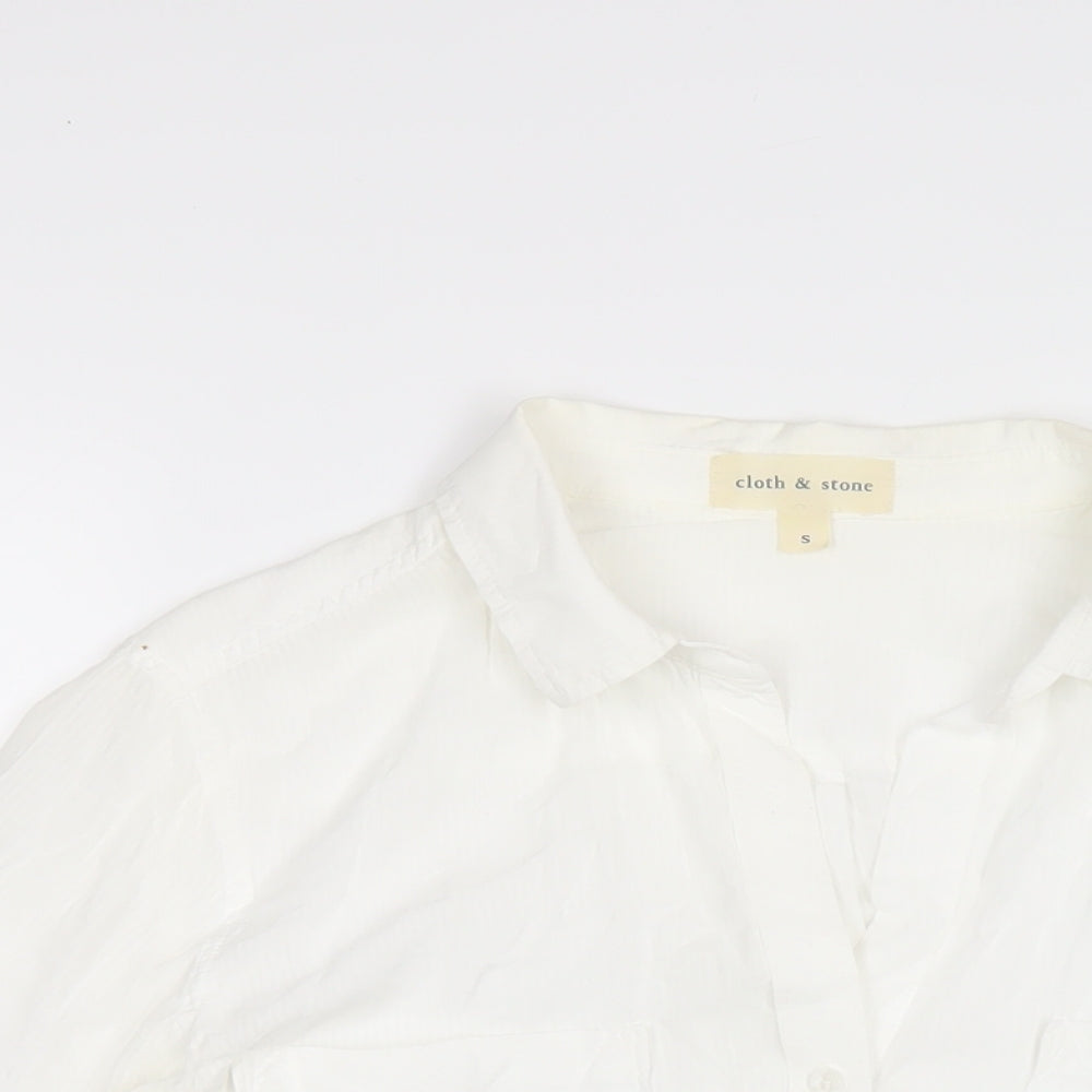 Cloth & Stone Womens White Lyocell Basic Button-Up Size S Collared