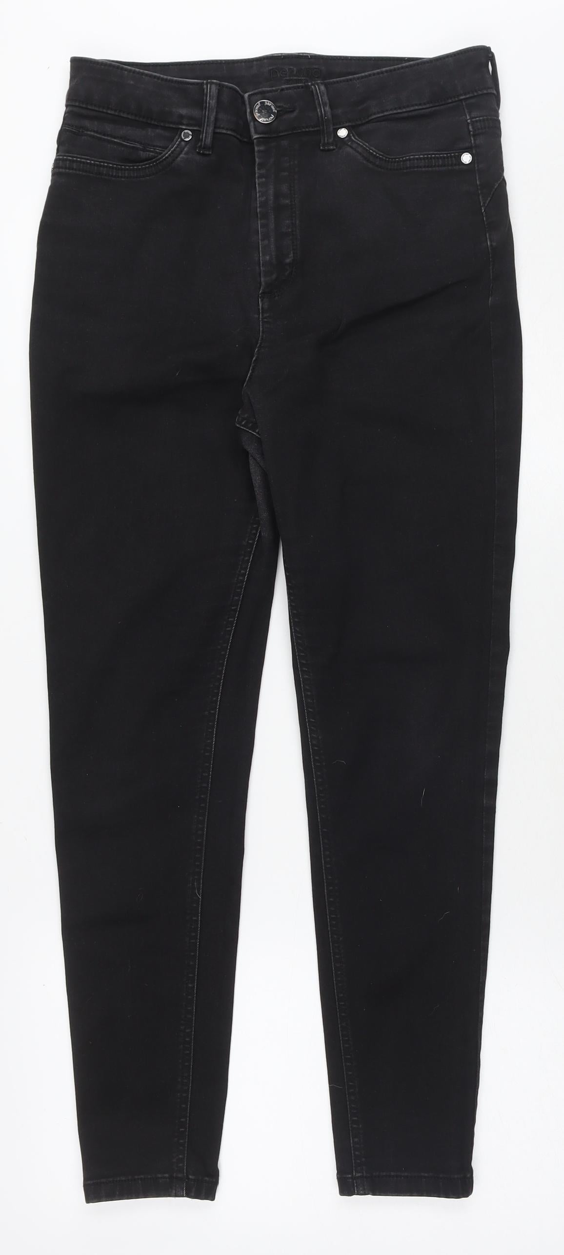 Per Una Womens Black Cotton Skinny Jeans Size 12 L27 in Regular Zip