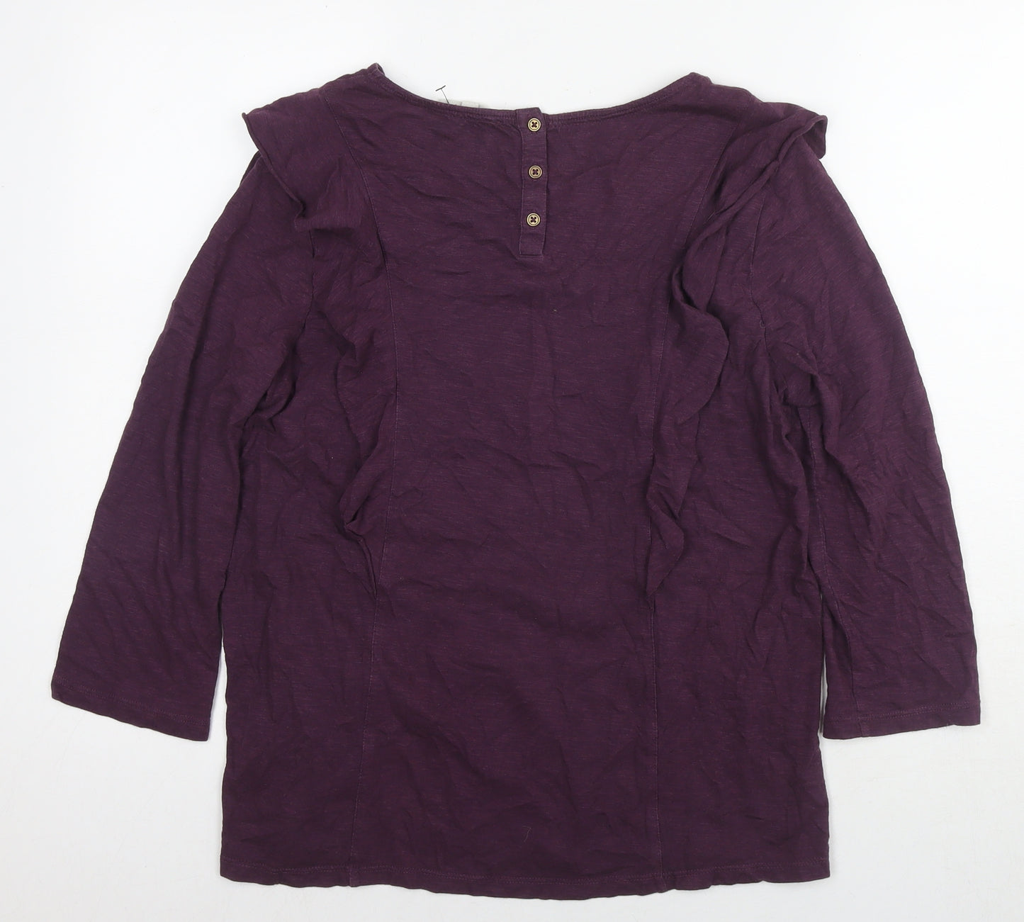 Fat Face Womens Purple Cotton Basic Blouse Size 12 Round Neck