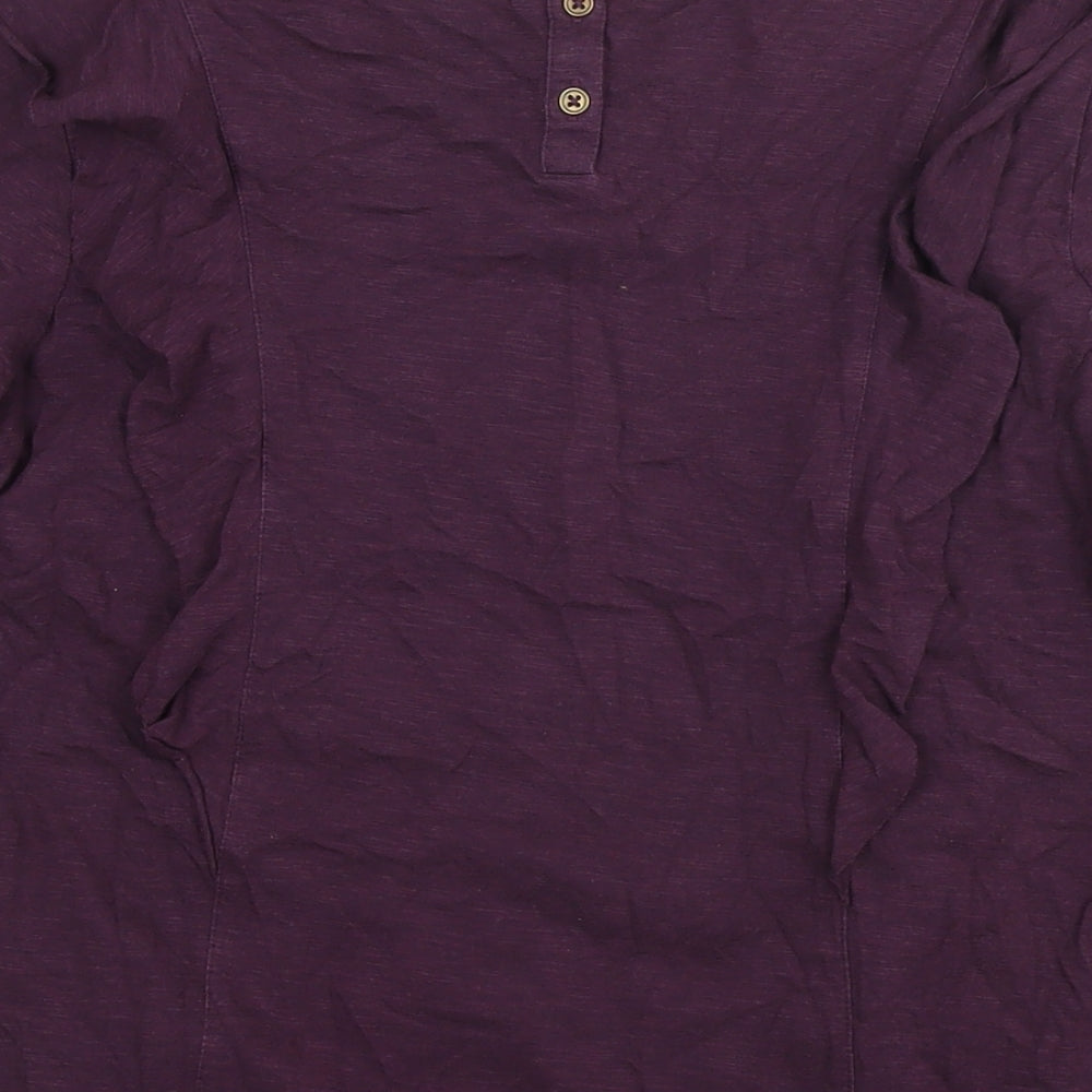 Fat Face Womens Purple Cotton Basic Blouse Size 12 Round Neck